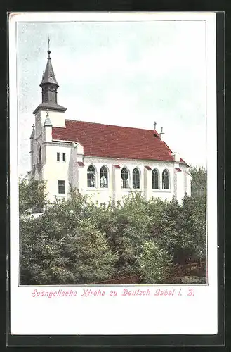 AK Deutsch Gabel / Jablone v Podjestedi, Evang. Kirche