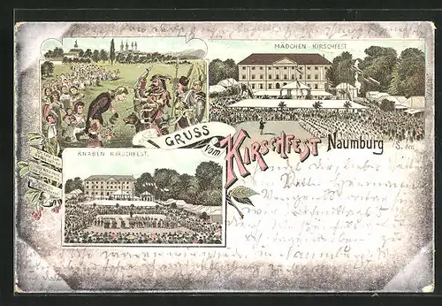 Lithographie Naumburg / Saale, Knaben- und Mädchenkirschfest