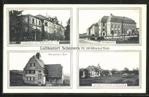 AK Schöneck i. V., Schloss Schilbach, Mangelsdorf Bad, Amtsgericht