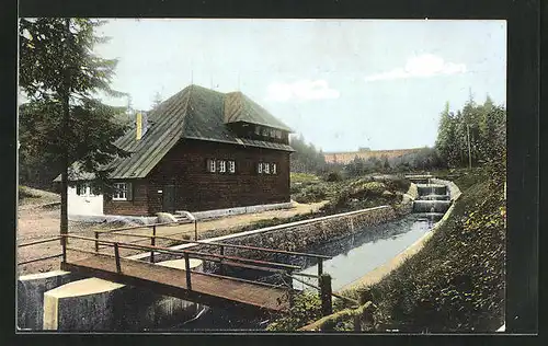 AK Plauen, Talsperre, Filteranlage im Hintergrund die Sperrmauer