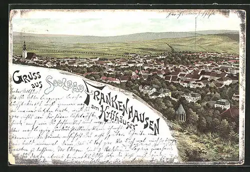 Lithographie Frankenhausen am Kyffhäuser, Teilansicht