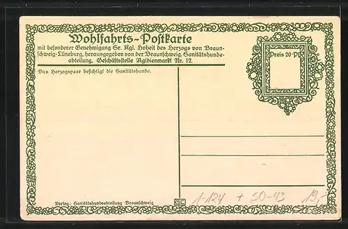 AK Ernst August Herzog von Braunschweig besichtigt mit seiner Gattin die Sanitätshunde