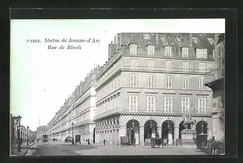 AK Paris, Statue de Jeanne d`Arc, Rue de Rivoli