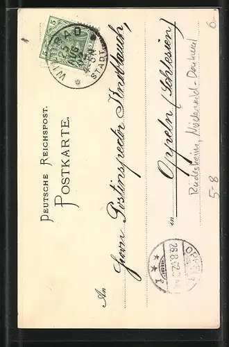 Künstler-AK Rüdesheim, Blick auf das Niederwald-Denkmal