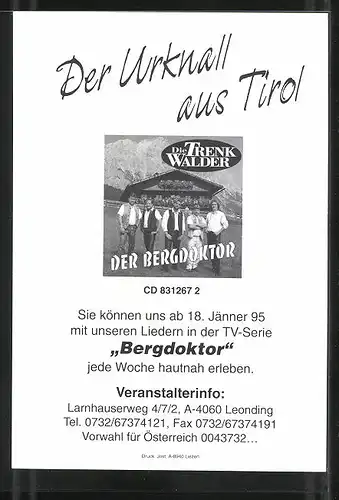 Künstler-AK sign.: Die Trenk Walder, Männer Quintett vor der Hütte in den Bergen, zur Serie Bergdoktor, Autogrammkarte