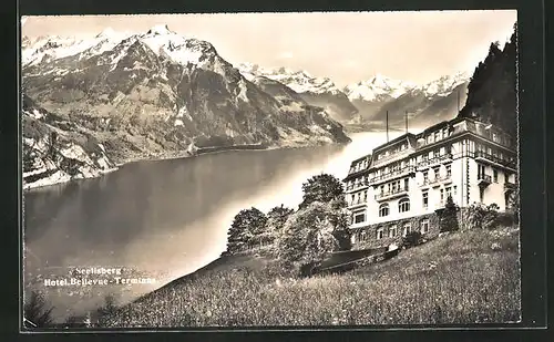 AK Seelisberg, Hotel Bellevue-Terminus, Blick auf die Alpen