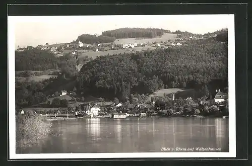 AK Walzenhausen, Blick vom Rhein auf den Ort