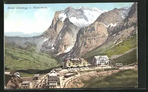 AK Kleine Scheidegg, Blick auf die Gastwirtschaft gegen das Wetterhorn