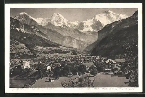 AK Wilderswyl, Blick auf den Ort im Tal gegen Jungfrau, Mönch und Eiger