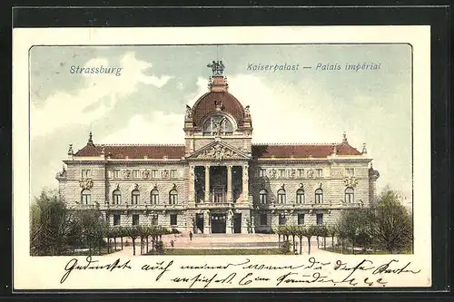 AK Strassburg, in den Anlagen vor dem Kaiserpalast