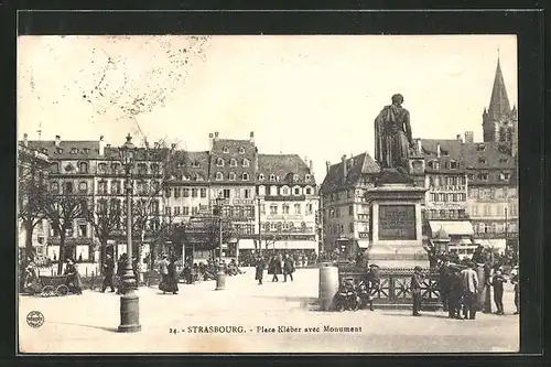 AK Strasbourg, Place Kleber avec Monument