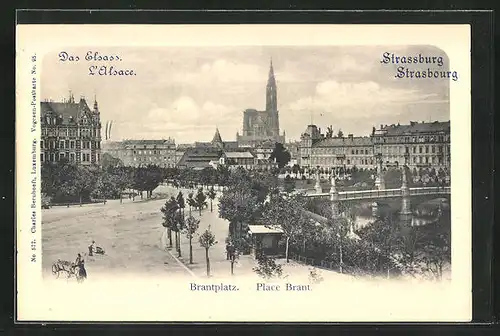 AK Strassburg i. E., Blick über den Brandtplatz zum Dom