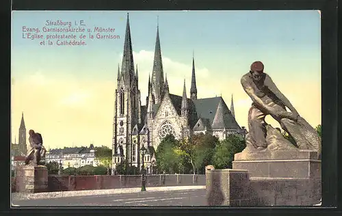 AK Strassburg i. E., Evang. Garnisonskirche und Münster