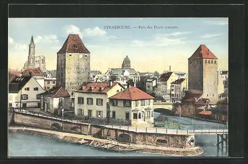 AK Strasbourg, Pres des Pont couverts, Blick zum Münster