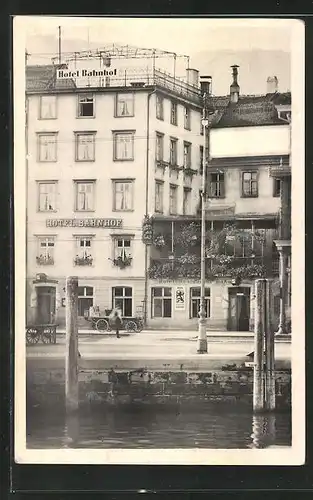 AK Rorschach, am Quai vor dem Hotel Bahnhof