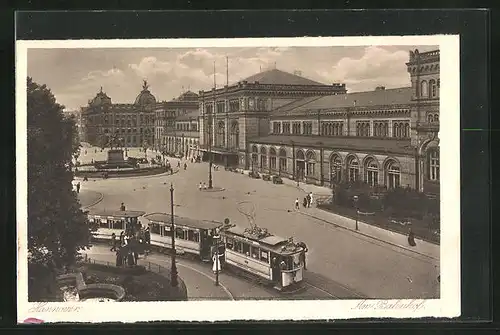 AK Hannover, Strassenbahn am Bahnhof