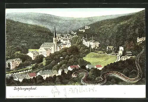 AK Schlangenbad, Gesamtansicht mit Kirche