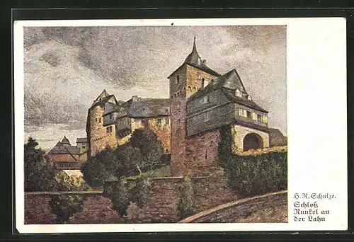 Künstler-AK Runkel, Schloss an der Lahn