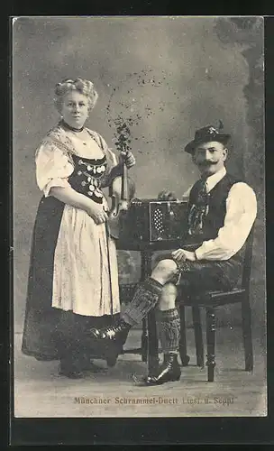 AK Münchner Schrammel-Duett Liesl und Seppl
