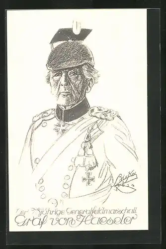 Künstler-AK Der 78jährige Generalfeldmarschall Graf von Haeseler
