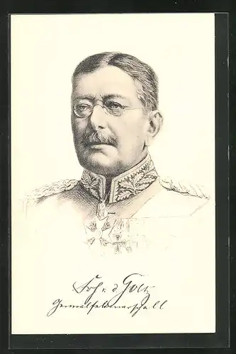 Künstler-AK Generalfeldmarschall von der Goltz mit Brille