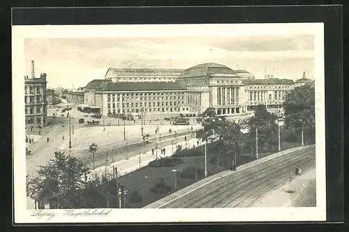 AK Leipzig, Blick zum Hauptbahnhof