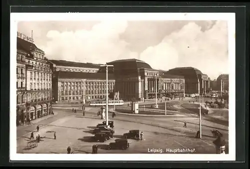 AK Leipzig, Gesamtansicht des Hauptbahnhofs