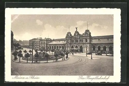 AK Mainz / Rhein, Vorplatz mit Hauptbahnhof