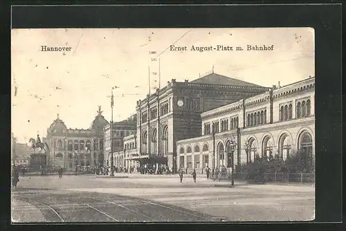 AK Hannover, Hauptbahnhof am Ernst-August-Platz