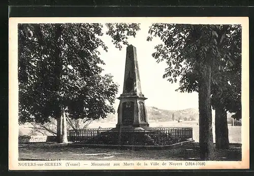 AK Noyers-sur-Serein, Monument aux Morts de la Ville