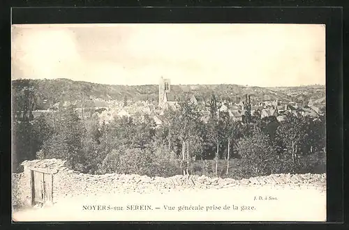 AK Noyers-sur-Serein, Vue générale prise de la gare