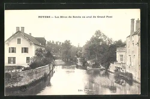 AK Noyers-sur-Serein, les Rives du Serein en aval du Grand Pont