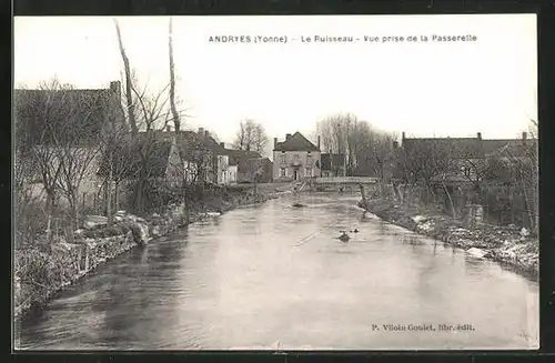 AK Andryes, le Ruisseau, Vue prise de la Passerelle