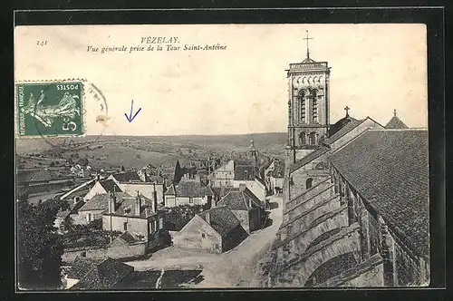 AK Vézelay, Vue générale prise de la Tour Saint-Antoine