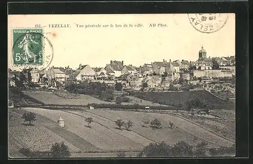 AK Vézelay, Vue Générale sur le bas de la ville