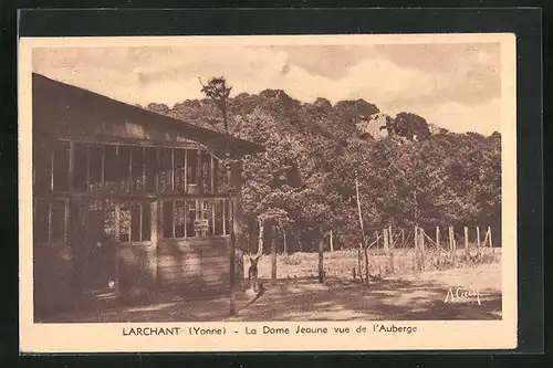 AK Larchant, la Dame Jeaune vue de l'Auberge