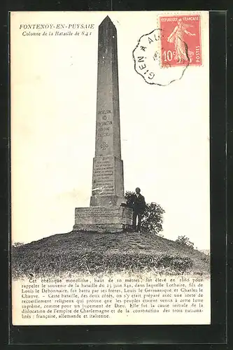 AK Fontenoy-en-Puysaie, Colonne de la Bataille de 841