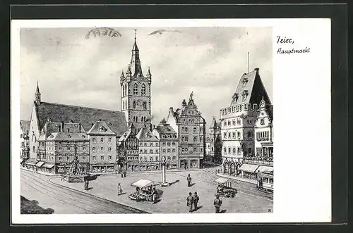 Künstler-AK Trier, Blick zum Hauptmarkt