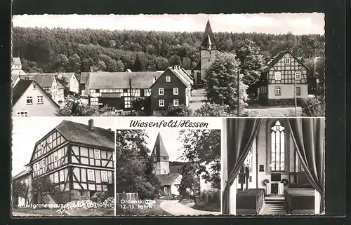 AK Wiesenfeld / Hessen, Panorama, Landgrafenhaus und Ordenskirche