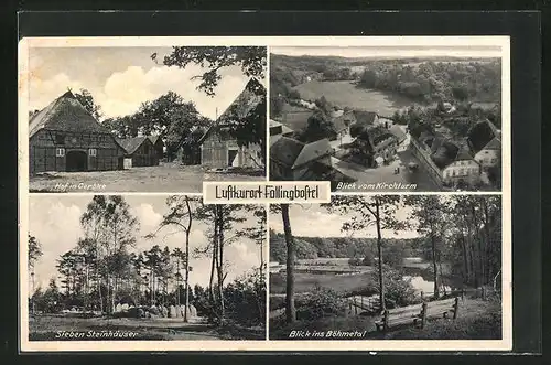 AK Fallingbostel, Hof in Oerbke, Sieben Steinhäuser, Blick vom Kirchturm