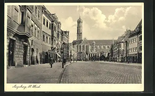 AK Augsburg, Blick zur St. Ulrich Kirche