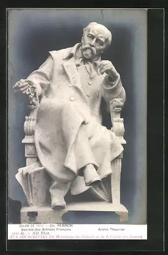 AK Skulptur Dichter Andrè Theuriet von Ch. Perron