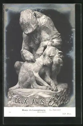 AK Skulptur Deux Amis von Ch. Paillet im Musèe du Luxembourg