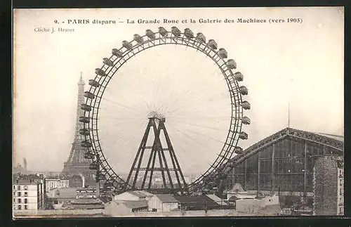 AK Paris, La Grande Roue et la Galerie des Machines