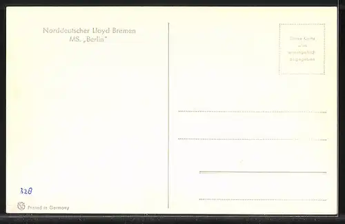 Künstler-AK Passagierschiff M.S. Berlin auf hoher See