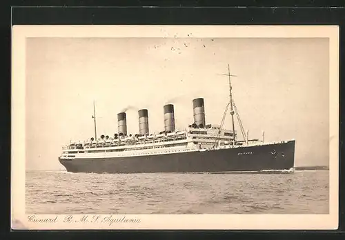 AK Passagierschiff R.M.S, Aquitania auf hoher See