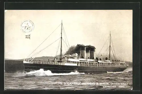 AK Passagierschiff S.S. Cambria bei voller Fahrt