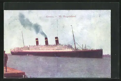 AK Anvers, Passagierschiff S.S. Belgenland bei der Hafenanfahrt