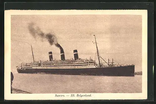 AK Anvers, Passagierschiff S.S. Belgenland in Fahrt