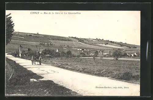 AK Chigy, Rue de la Gare et la Grenouillère